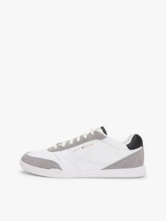 Mixed Texture Cupsole Trainers With Leather — White 7