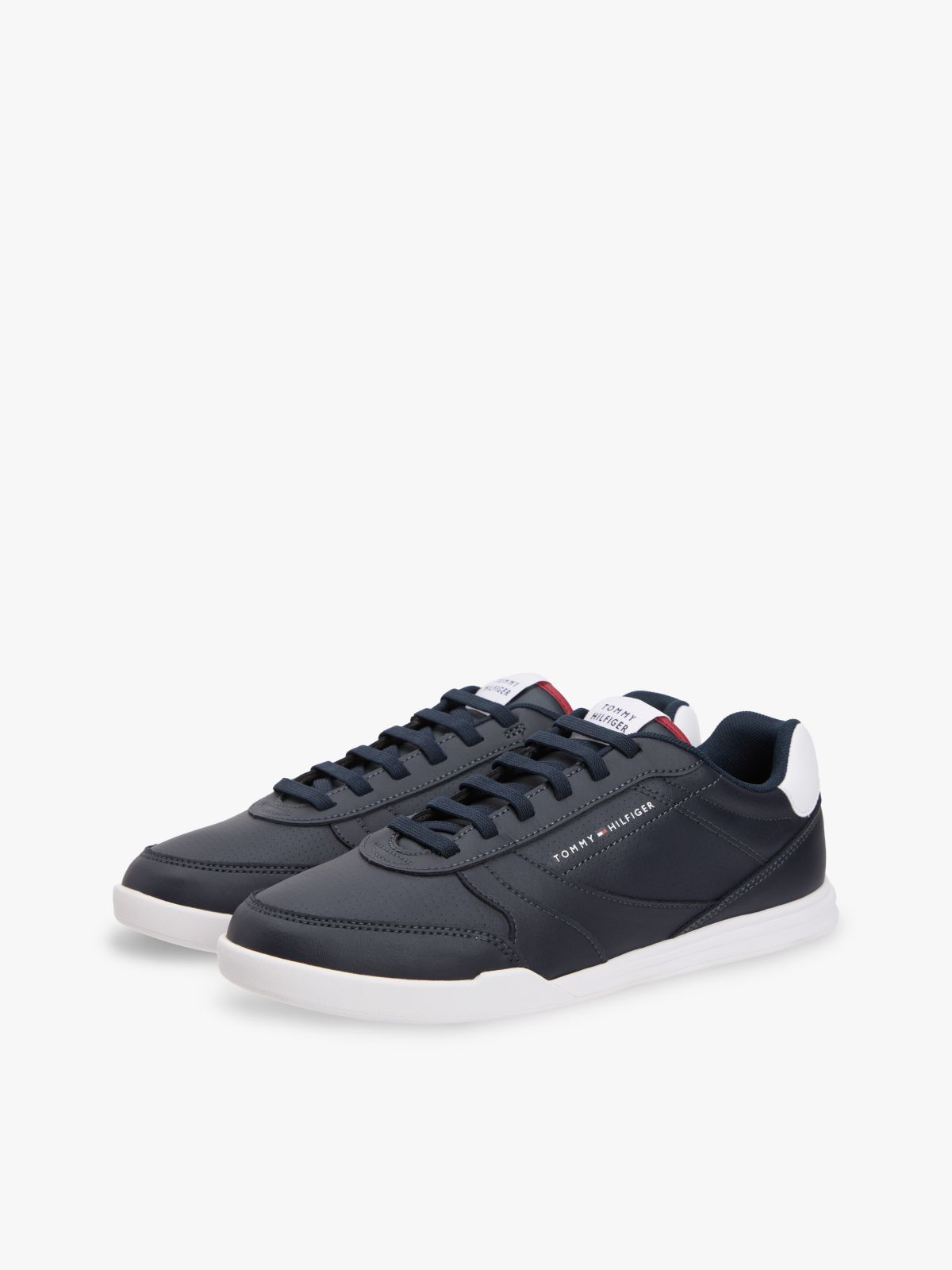 Contrast Heel Trainers With Leather — Blue