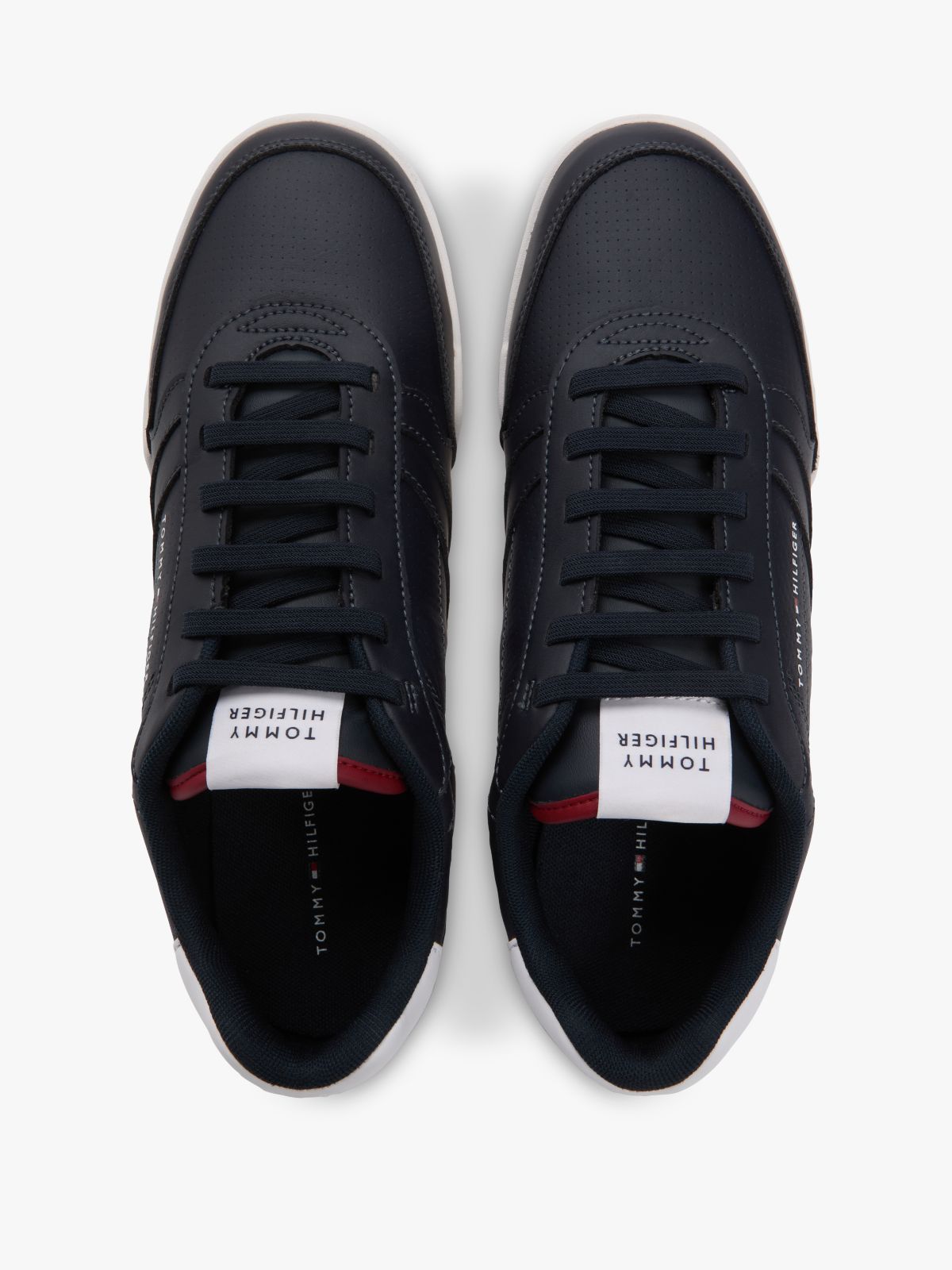 Contrast Heel Trainers With Leather — Blue