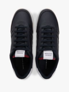 Contrast Heel Trainers With Leather — Blue 3