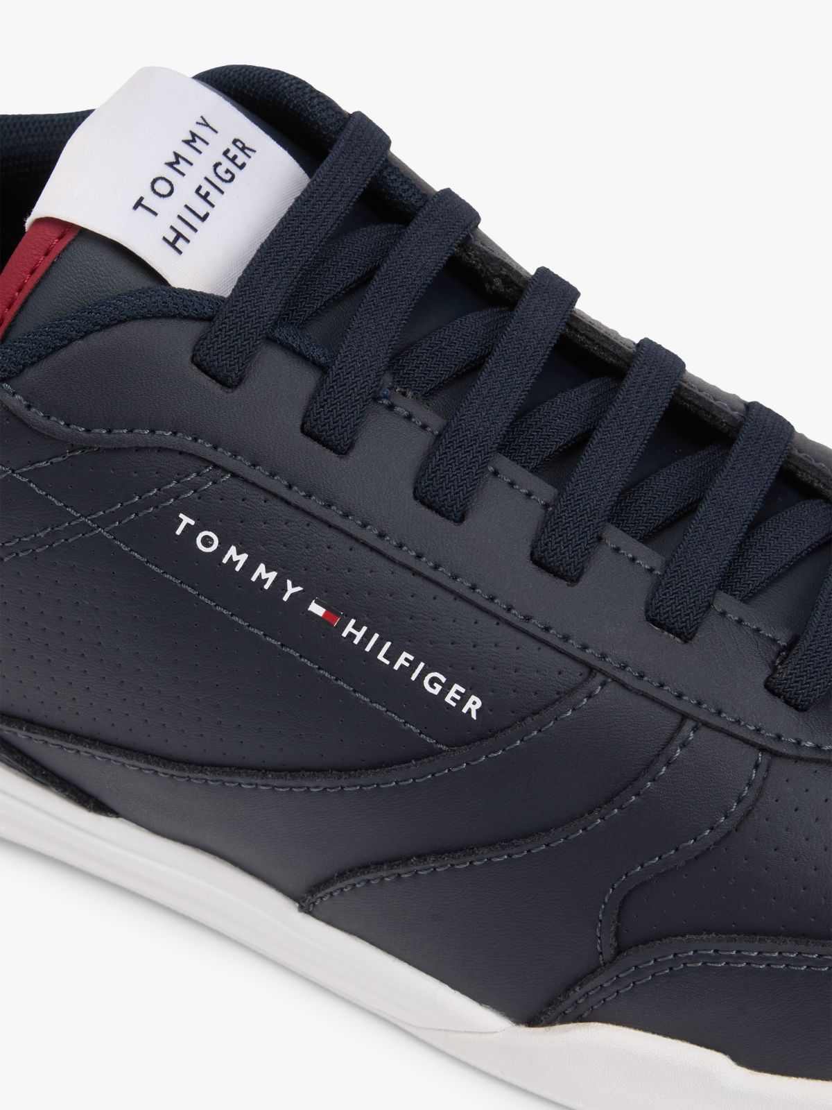 Contrast Heel Trainers With Leather — Blue