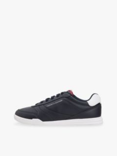 Contrast Heel Trainers With Leather — Blue 7
