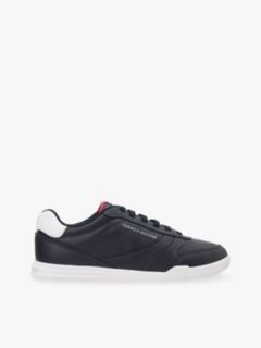 Contrast Heel Trainers With Leather — Blue 1