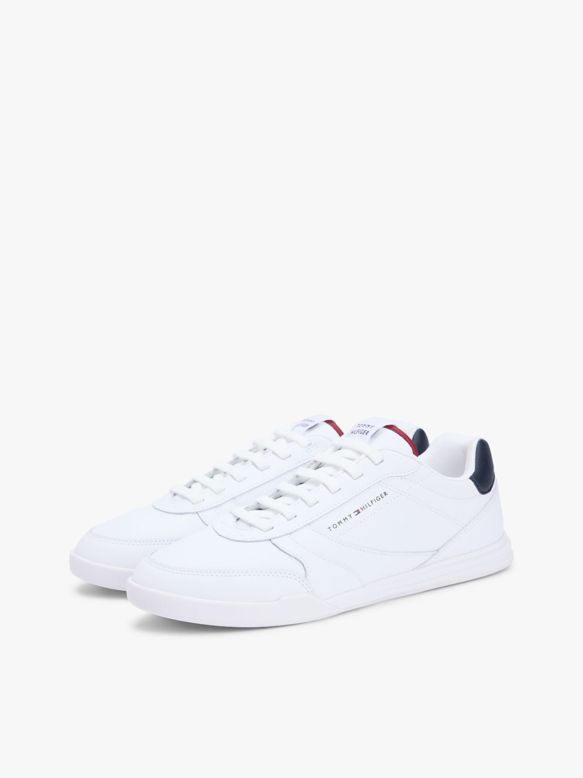 Contrast Heel Trainers With Leather — White