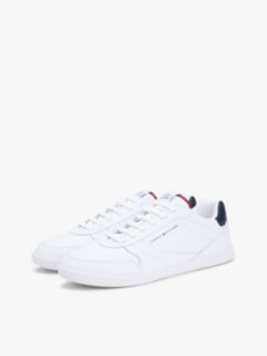 Contrast Heel Trainers With Leather — White 2