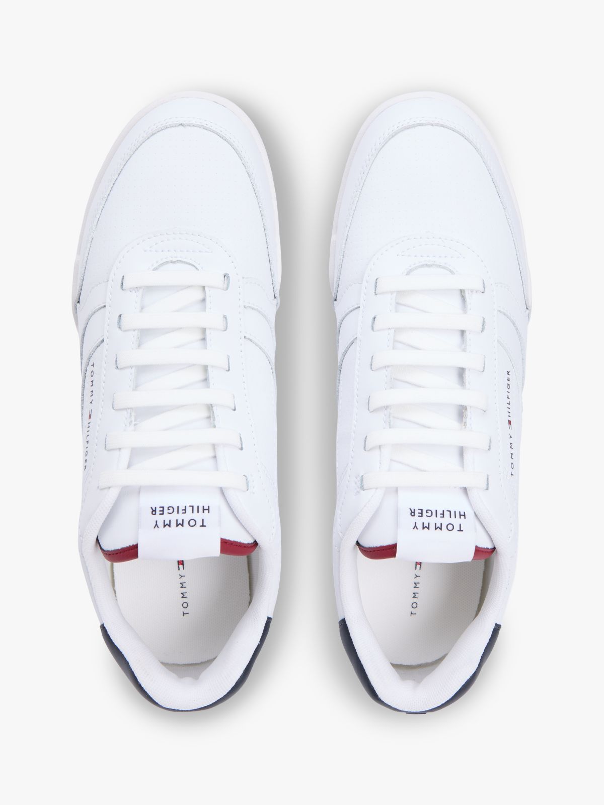Contrast Heel Trainers With Leather — White