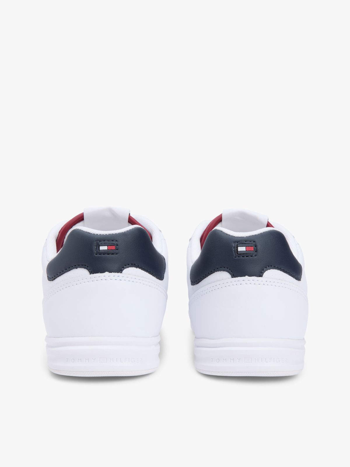 Contrast Heel Trainers With Leather — White