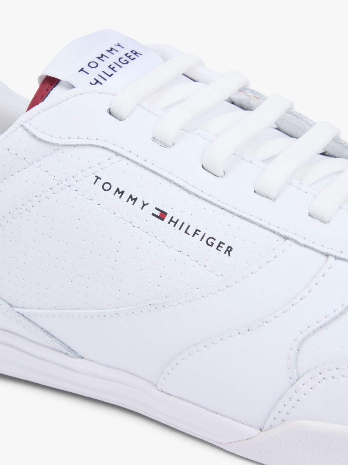 Contrast Heel Trainers With Leather — White