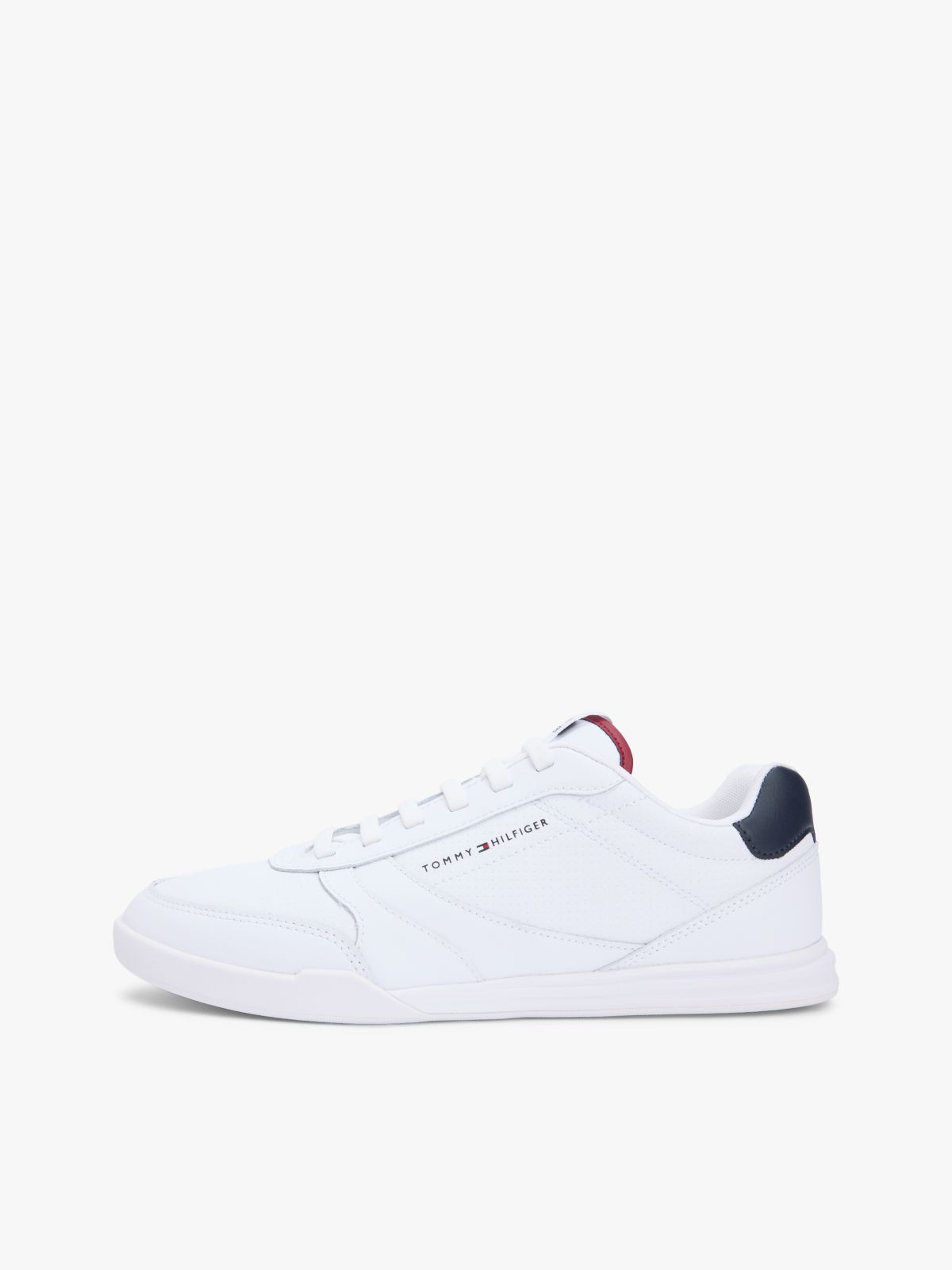 Contrast Heel Trainers With Leather — White