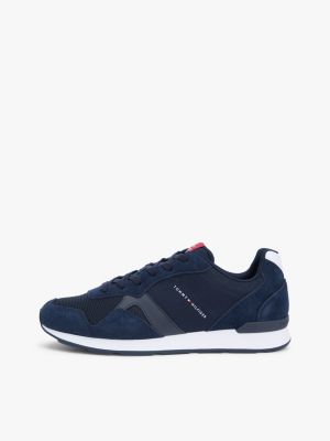 blue mixed texture cleat ripstop trainers for men tommy hilfiger