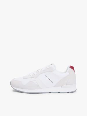 white mixed texture cleat ripstop trainers for men tommy hilfiger