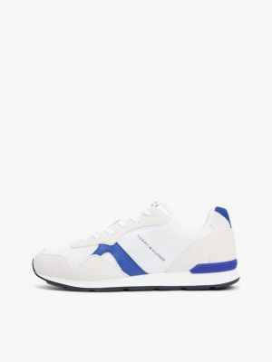 weiß rutschhemmender mesh-sneaker mit strukturmix für herren - tommy hilfiger