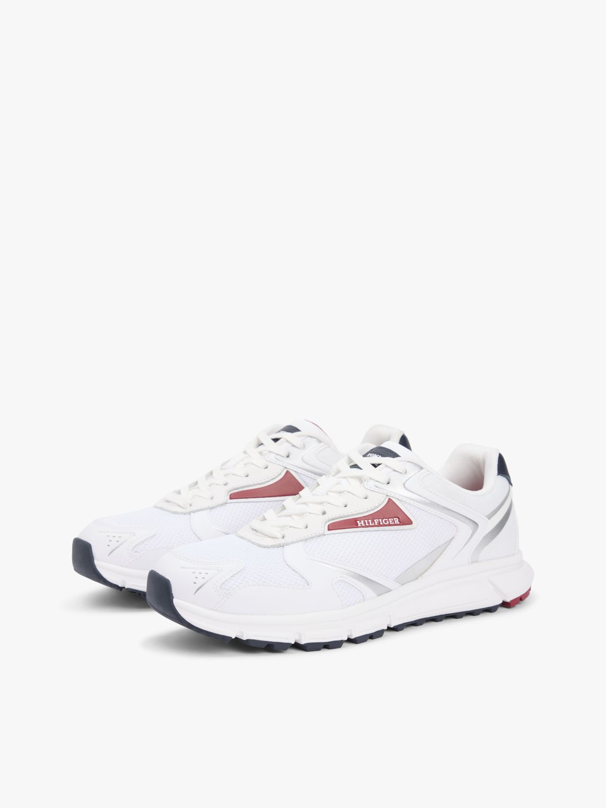 Logo Mixed Texture Cleat Trainers — White