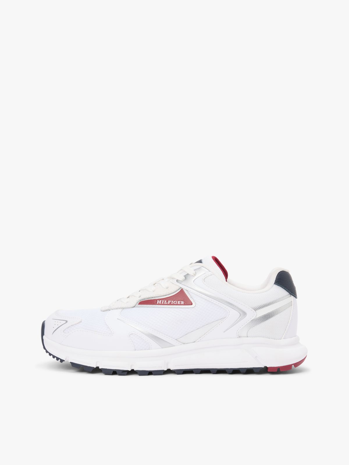 Logo Mixed Texture Cleat Trainers — White