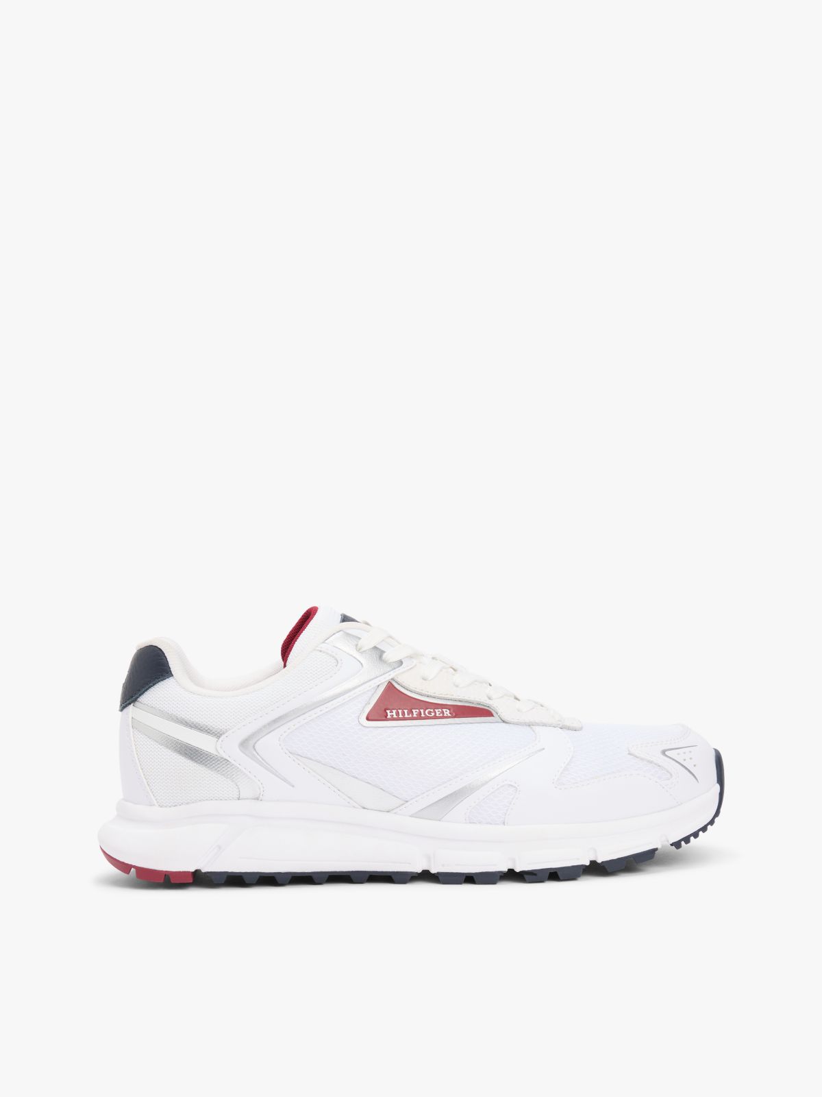 Logo Mixed Texture Cleat Trainers — White