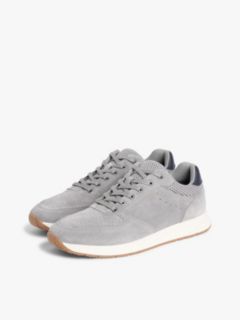 Suede Mixed Texture Fine Cleat Trainers — Grey 2