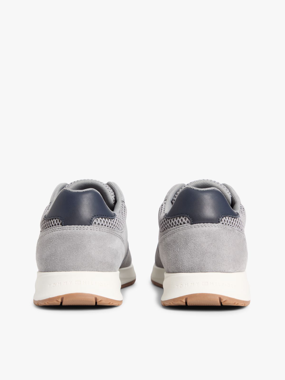 Suede Mixed Texture Fine Cleat Trainers — Grey