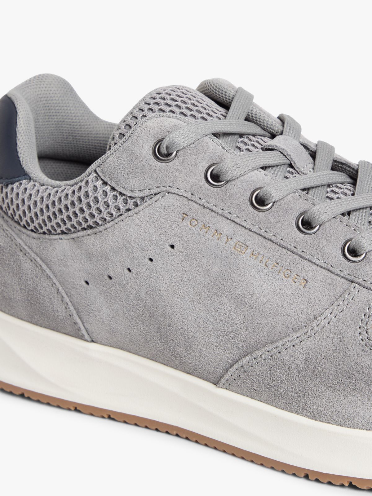 Suede Mixed Texture Fine Cleat Trainers — Grey