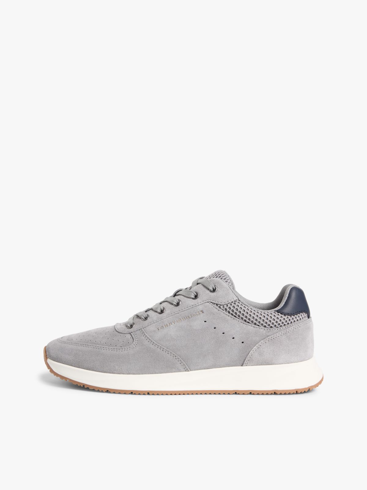 Suede Mixed Texture Fine Cleat Trainers — Grey