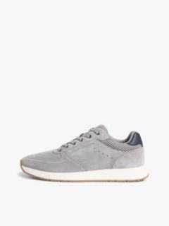 Suede Mixed Texture Fine Cleat Trainers — Grey 7