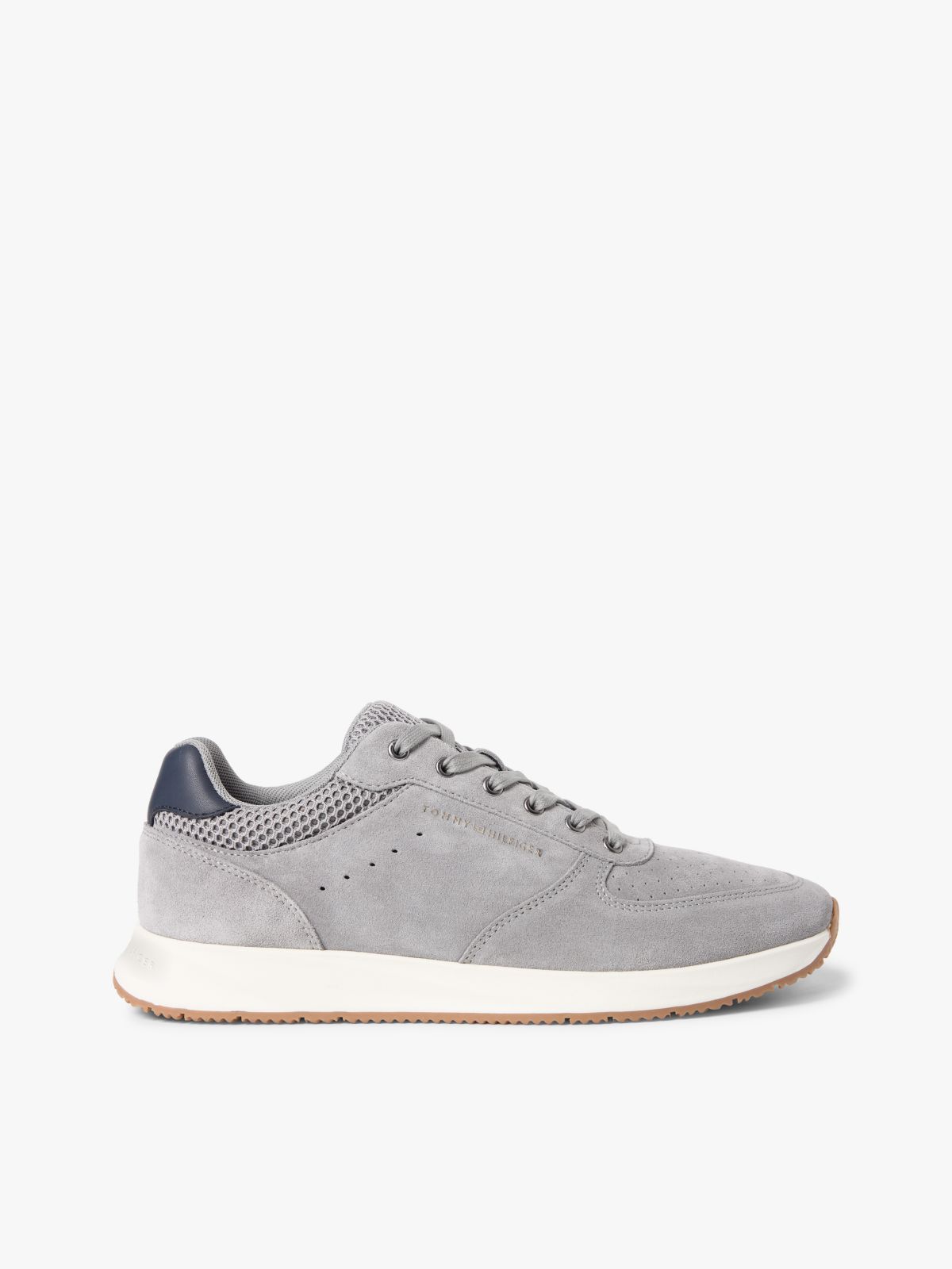 Suede Mixed Texture Fine Cleat Trainers — Grey