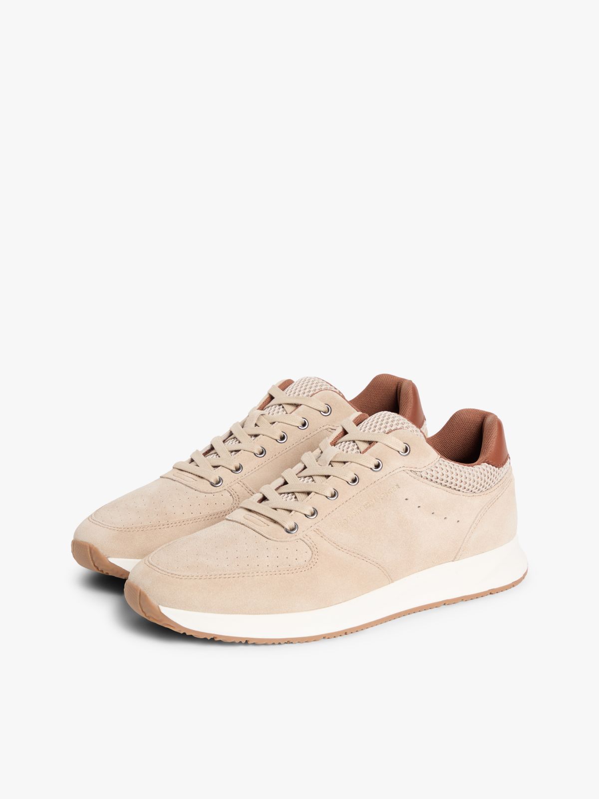 Suede Mixed Texture Fine Cleat Trainers — Khaki