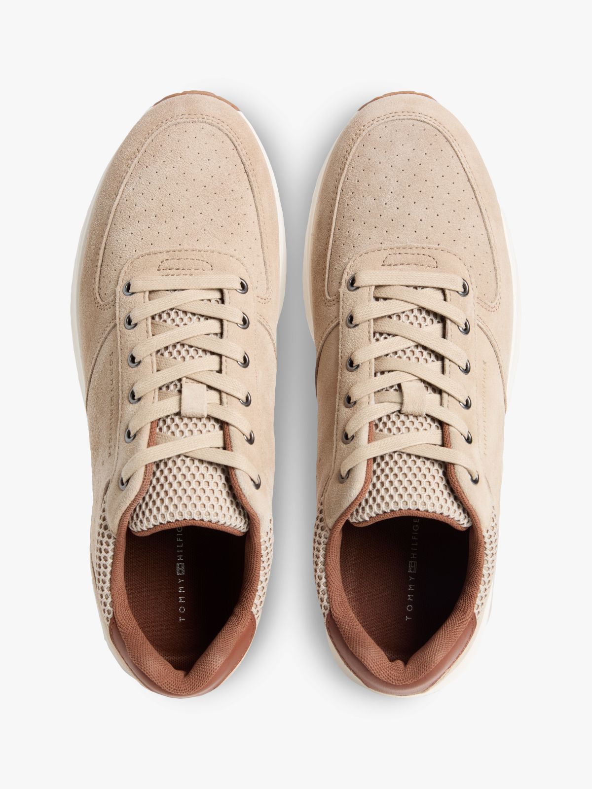 Suede Mixed Texture Fine Cleat Trainers — Khaki