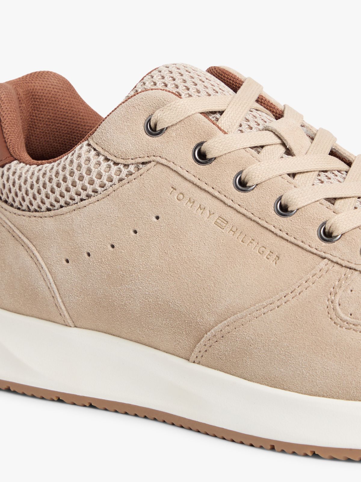 Suede Mixed Texture Fine Cleat Trainers — Khaki