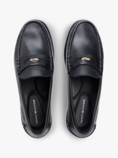 Leather Debossed Logo Loafers — Black 3