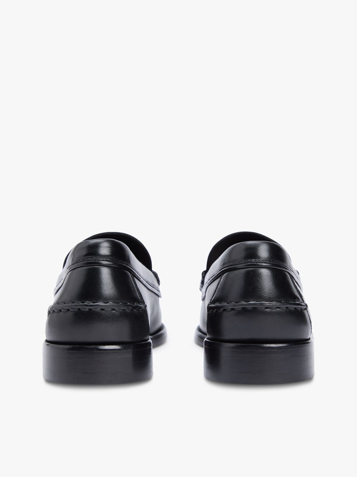 Leather Debossed Logo Loafers — Black