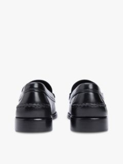 Leather Debossed Logo Loafers — Black 4