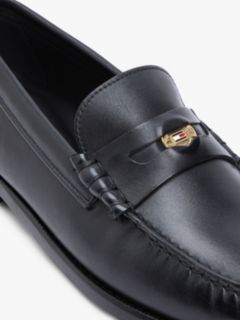 Leather Debossed Logo Loafers — Black 6