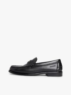 Leather Debossed Logo Loafers — Black 7