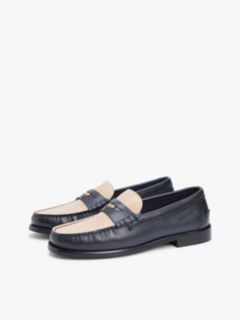 Leather Debossed Logo Loafers — Blue 2