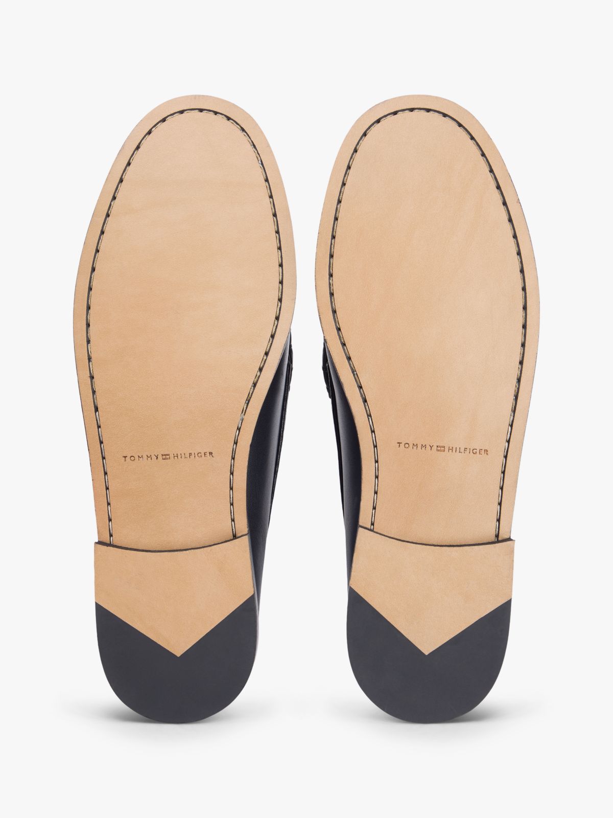 Leather Debossed Logo Loafers — Blue