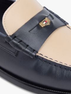 Leather Debossed Logo Loafers — Blue 6