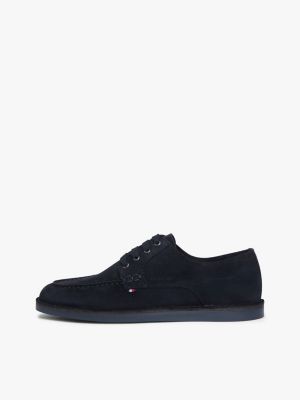 blue suede topstitch derby shoes for men tommy hilfiger