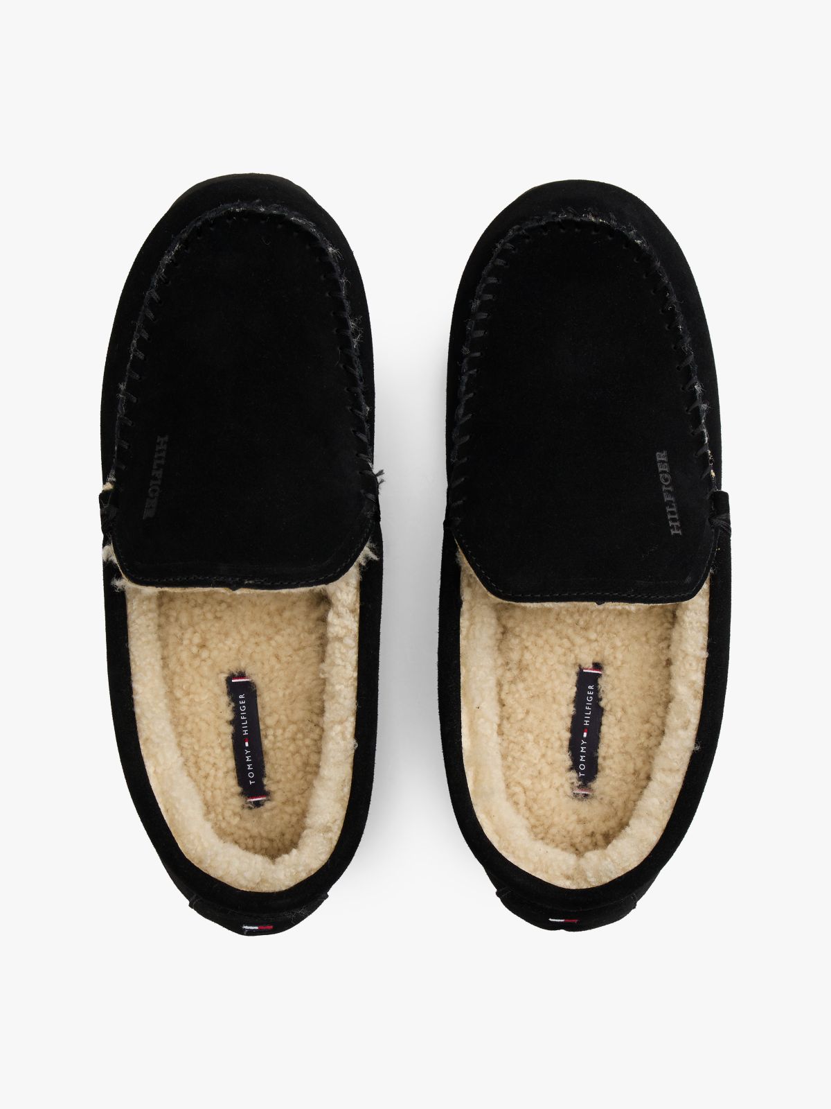 Suede Warm Lined Slippers — Black