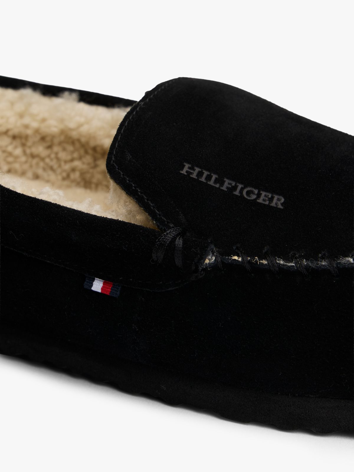 Suede Warm Lined Slippers — Black