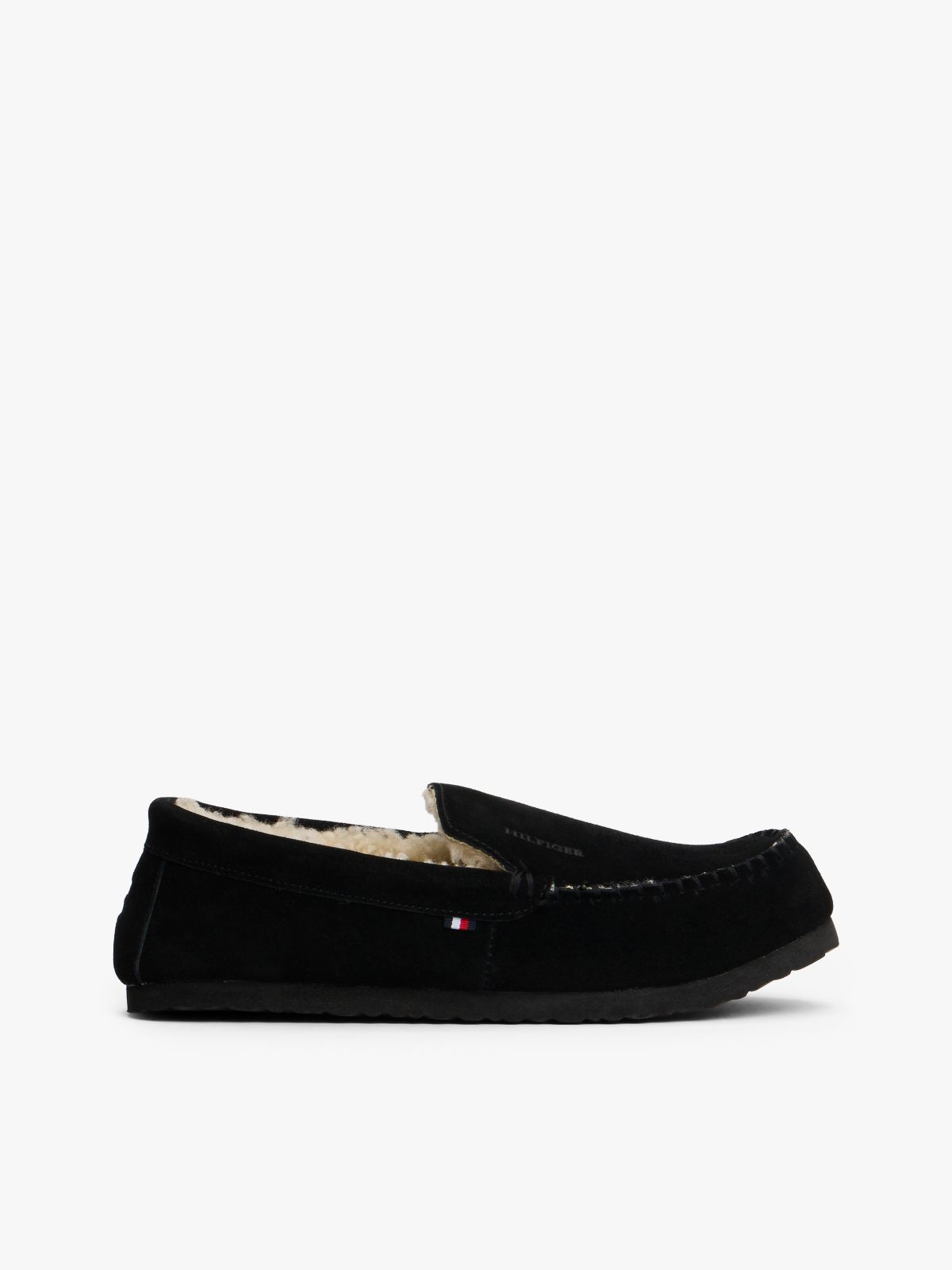 Suede Warm Lined Slippers — Black