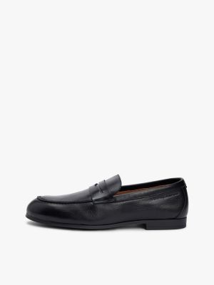 black leather flexible loafers for men tommy hilfiger