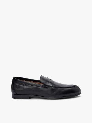black leather flexible loafers for men tommy hilfiger