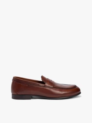 mocassins flexibles en cuir brown pour hommes tommy hilfiger