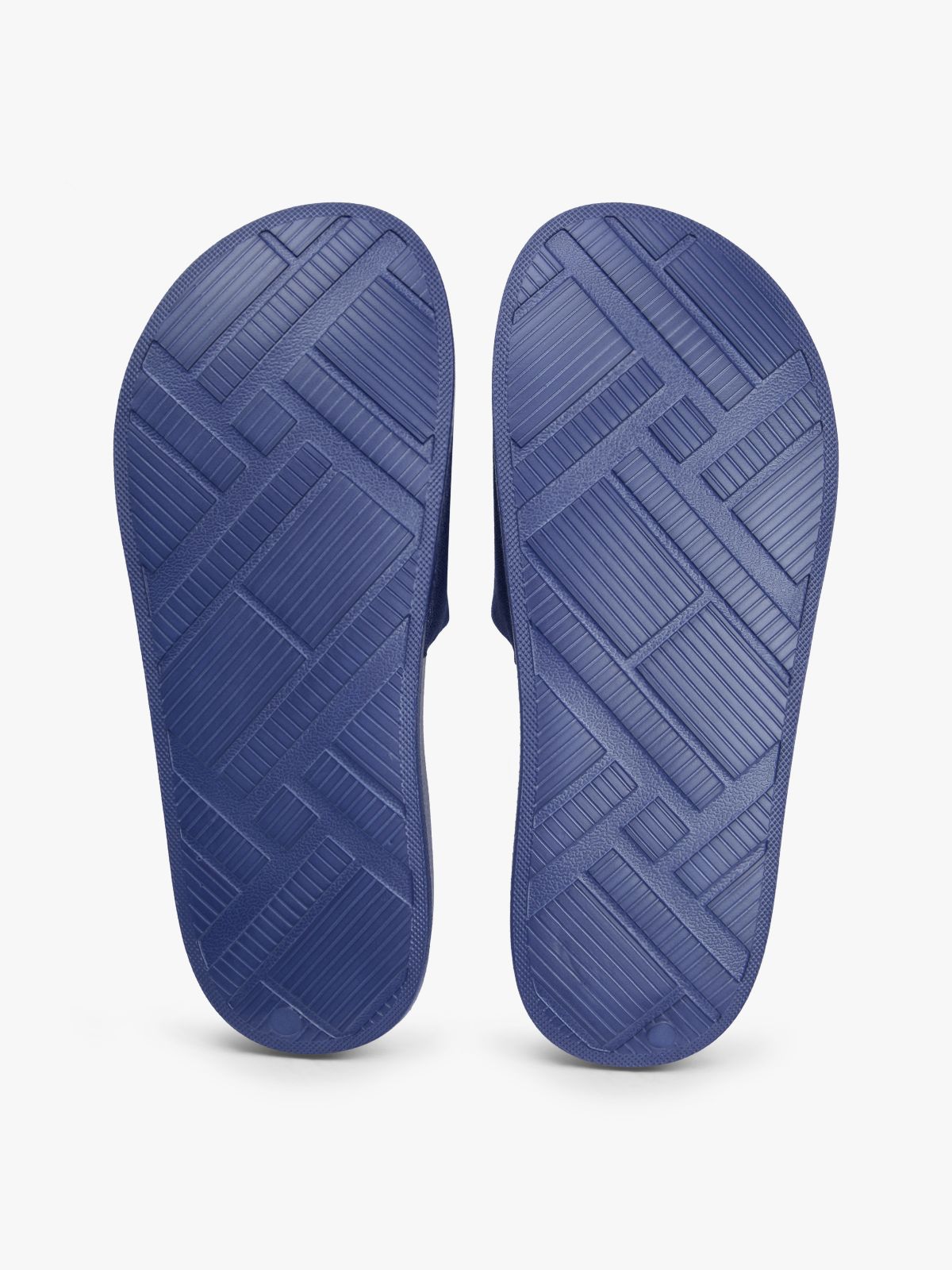 Logo Embroidery Canvas Pool Slides — Blue