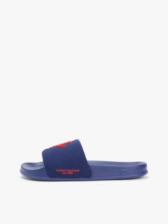 Logo Embroidery Canvas Pool Slides — Blue 7