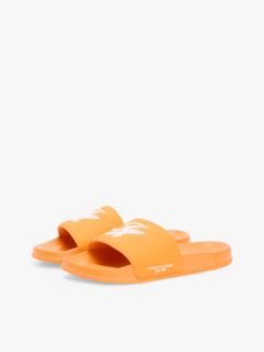 Logo Embroidery Canvas Pool Slides — Orange 2