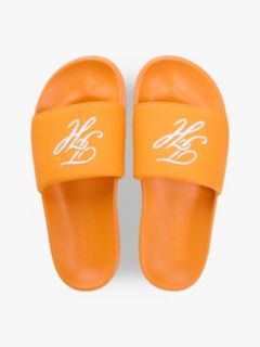 Logo Embroidery Canvas Pool Slides — Orange 3