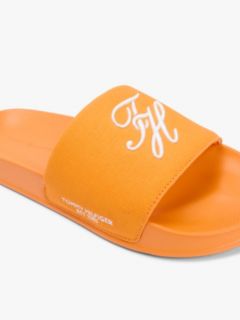 Logo Embroidery Canvas Pool Slides — Orange 6