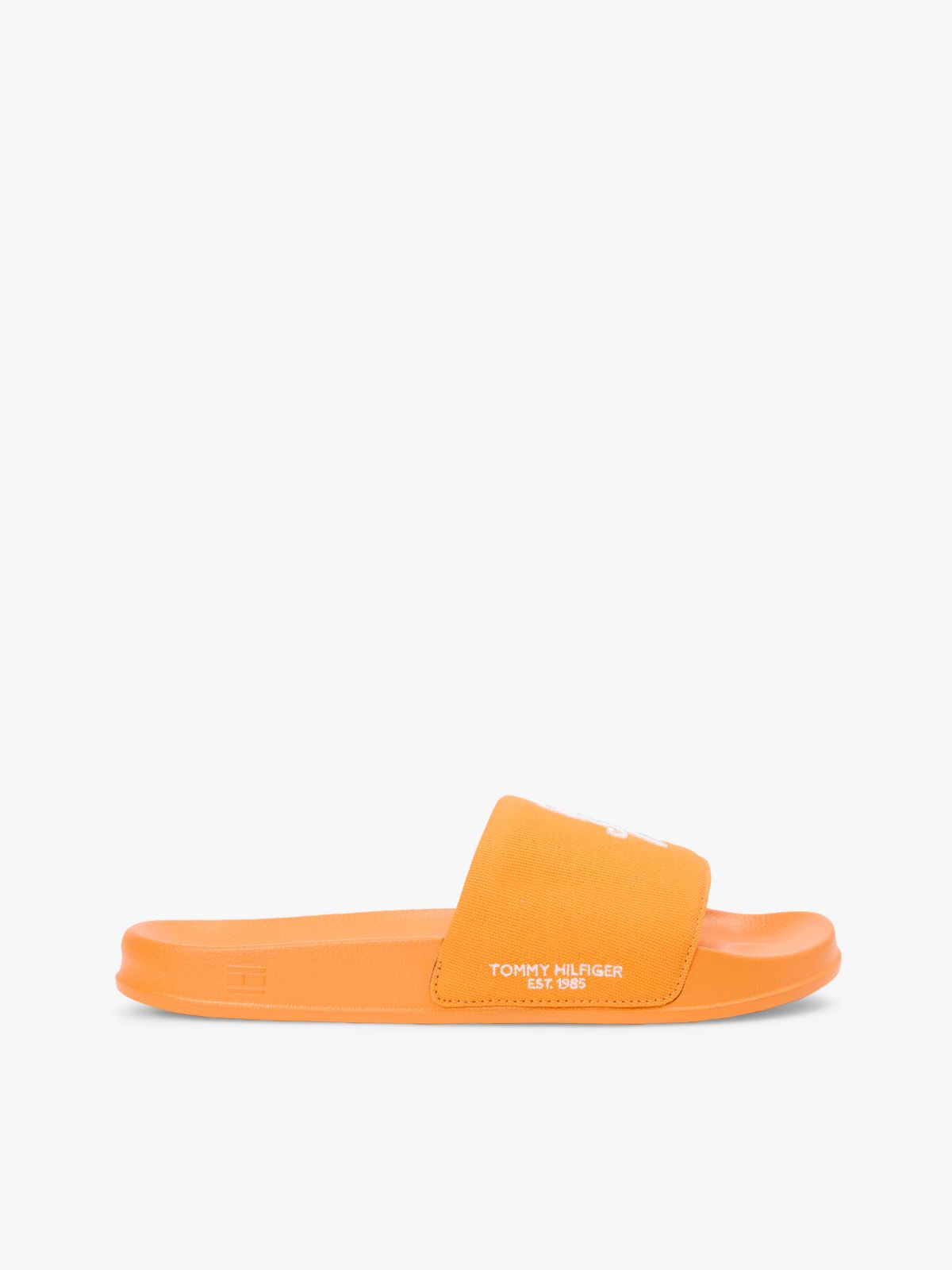 Logo Embroidery Canvas Pool Slides — Orange