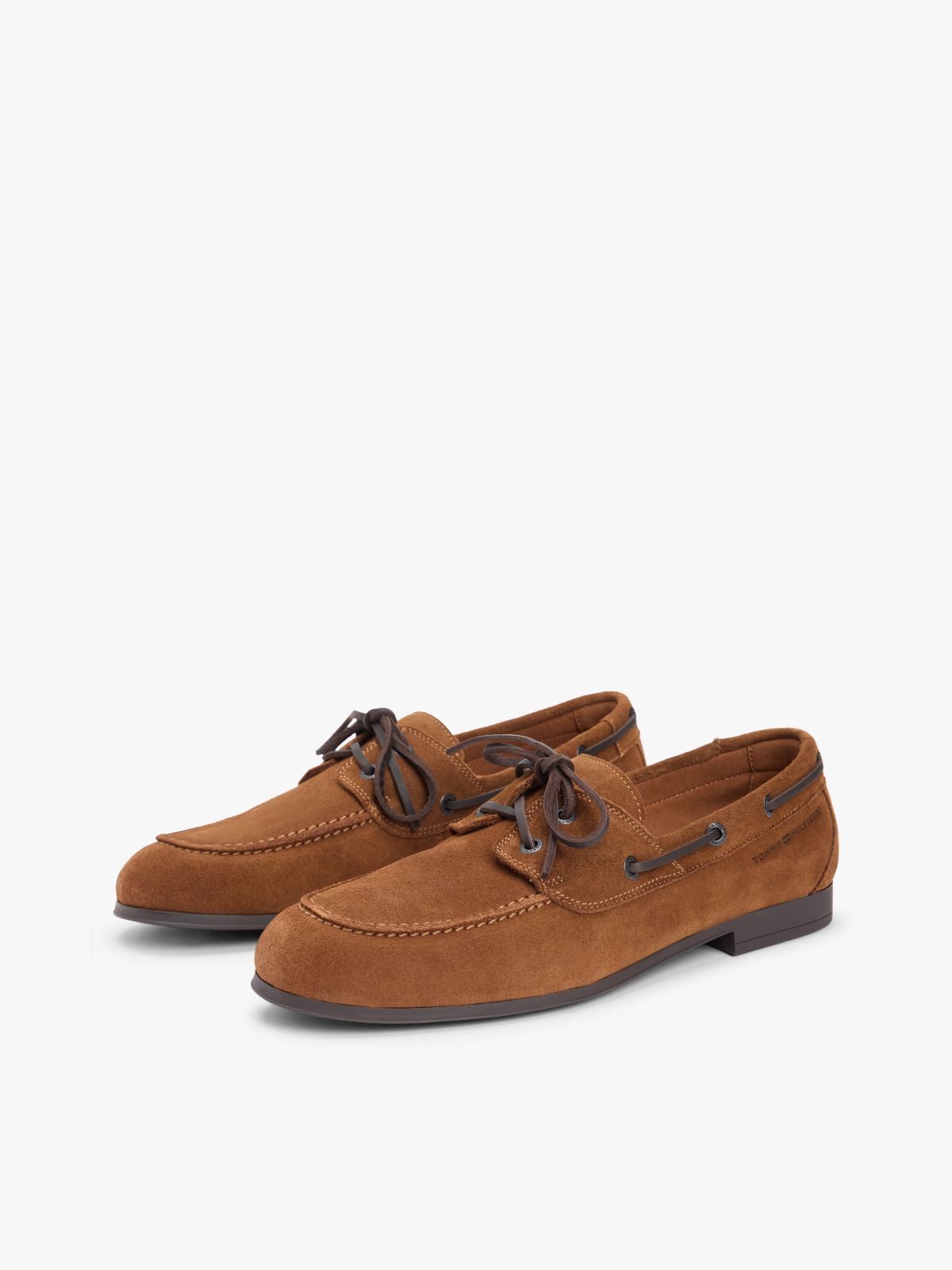 Suede Flexible Sole Boat Shoes — Brown